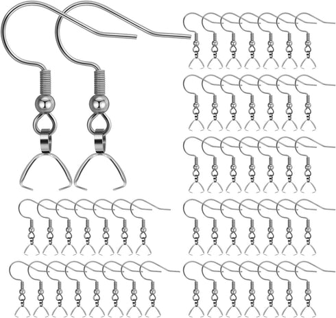 Earring Hooks 50PCS/25Pairs, Stainless Steel Ear Wires Fish Hooks, Hypo-allergenic Jewelry Findings Parts for DIY Jewelry Making...