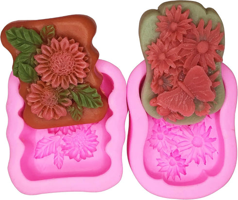 2pcs Flower Butterfly Soap Molds Handmade Chocolate Making Bakeware Cooking Mousse Cake Silicone Moulds Fondant Gumpaste diy Mold...