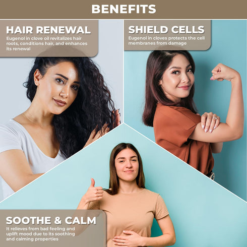 100% Pure & Natural Clove Oil for Hair Care, Oral Care, Aromatherapy and Resistant Support | Strong, Spicy Aroma | Clove Essential Oil Diffuser...