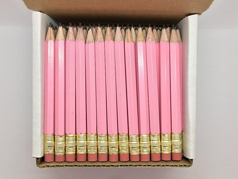 Half Pencils with Eraser - Golf, Classroom, Pew - Hexagon, Sharpened, 2 Pencil, Color - Pastel Pink, Box of 72 Golf Pocket Pencils TM...