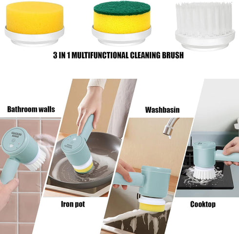 Electric Spin Scrubber, Folding Electric Cleaning Brush for Bathroom Rechargeable Shower Scrubber Power Scrubber Cordless with 3 Replaceable Clean...