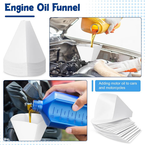 50 Pcs Disposable Paper Funnels for Motor Oil 10 Oz Large Engine Oil Funnel Single Use Paper Cone Funnel for Gas Car Oil Change Fluid Automotive U...