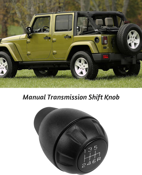 TIKSCIENCE Manual Transmission Shift Knob 6 Speed Fit for Jeep Wrangler JK 3.8L 2007 2008 2009 2010 Replace 52060485AG...