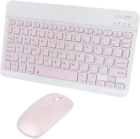 Bluetooth Wireless Keyboard and Mouse Combo,Ultra-Slim Ergonomic Small Rechargeable Bluetooth Keyboard Mouse Set for Apple iPad iPhone Samsung Tab...