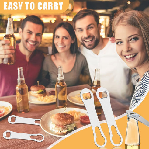 2 Pieces V Rod Bottle Opener and Pour Spout Remover Flat Dog Bone Metal Bar Speed Key Opener Stainless Steel for Bartenders Home Kitchen, Silver...