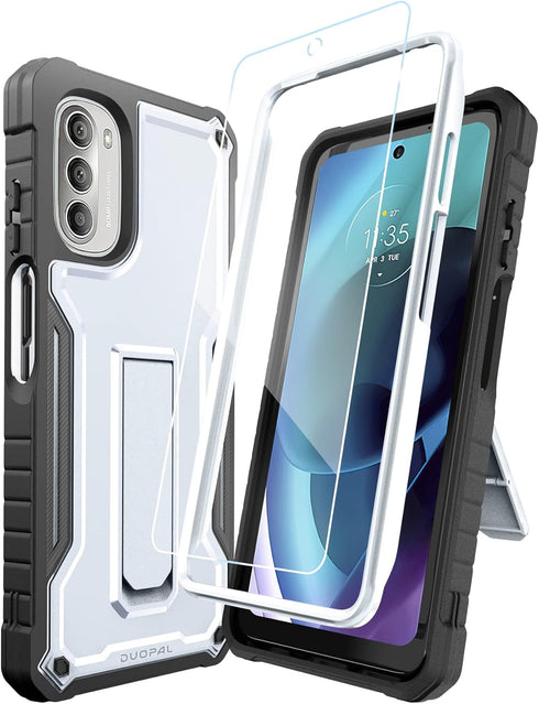 DUOPAL for Motorola Moto G 2022 Case (NOT Stylus), Military Grade Protection Shockproof Case with Tempered Glass HD Screen Protector and Kickstand...