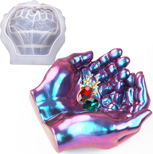 Actvty Hand Mold for Resin, Hand Shape Tray Silicone Mold for Epoxy Casting, DIY Jewelry Storage Dish, Candle Holder, Succulent Pot, Home Decor Cr...