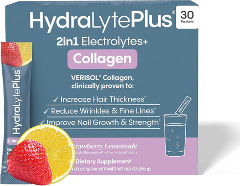 Hydralyte Verisol Collagen Packets with Electrolytes, Hydration Packets with Collagen for Women and Men, Electrolytes Powder with Collagen for Tra...