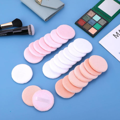 24Pcs Powder Puff Cotton Round Makeup Puff Pads with Strap Face Powder Puffs for Loose and Foundation Cosmetics Sponge Powder Puffs...