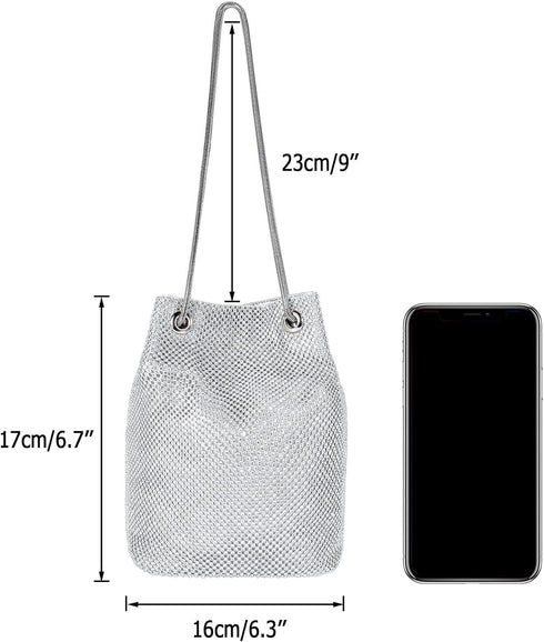 Rhinestone Evening Party Bags for Women Sparkly Clutch Crystal Bucket Purse Wedding Purse Handbag Shoulder Bag...