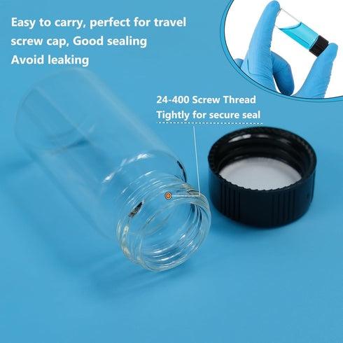 20 PCS 20ML (5 dram) Clear Small Liquid Sample Glass Vials with Screw Caps, 27.5mm Diameter x 57mm Length Leak-Proof Vial, 24-414 Black Screw Cap ...