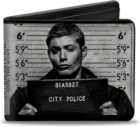 Buckle-Down Men's PU Bifold Wallet-Supernatural Dean + Sam Mug Shots Grays/Black/White, Multicolor, 4.0" x 3.5"...