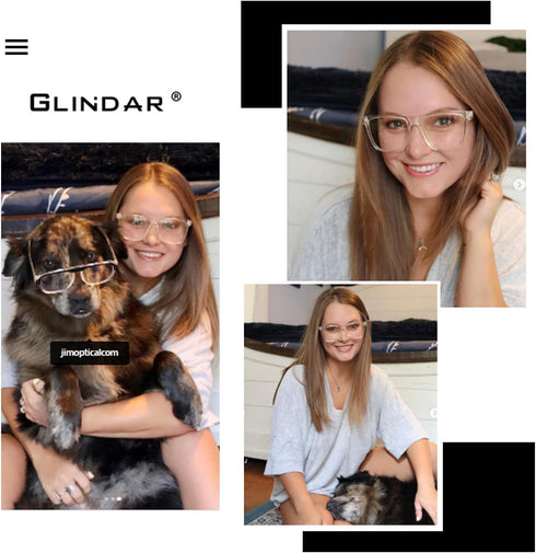 GLINDAR Blue Light Blocking Glasses for Women Men Oversized Square Computer Glasses Reduce Eye Strain Clear...