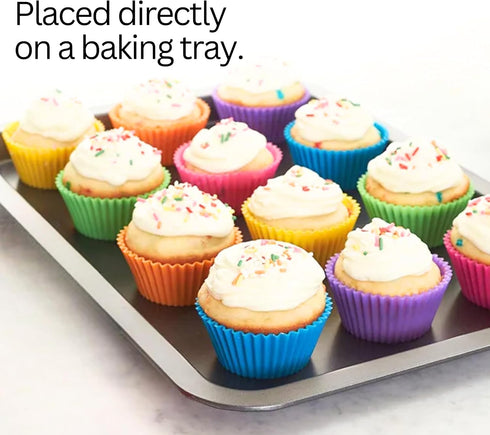 Silicone Baking Cups: Reusable Silicone Baking Cups, Non-Stick Muffin Liners, Cupcake Liner, Multicolor - 12 Pack...