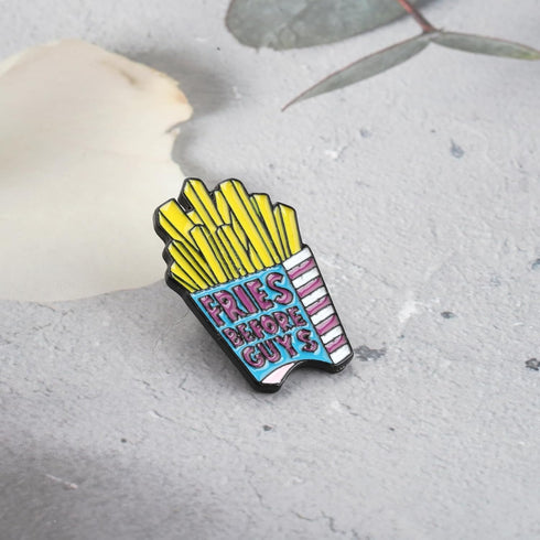 LQRI French Fries Enamel Lapel Pin Brooch Fries Before Guys Gift French Fries Lover Gift Funny Fry Food Enamel Pins...