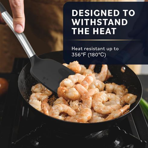 Home Hero Silicone Spatula Set with Ergonomic Handles - Stainless Steel High Heat Resistant Solid & Slotted Turner, BPA Free Non Stick Kitchen Ute...