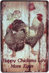 Happy Chickens Lay More Eggs, Rooster Decor Metal Tin Sign, Wall Ornament Farm & Bar Decor 8" X 12"...
