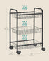 SONGMICS 3-Tier Metal Rolling Cart on Wheels with Baskets, Lockable Utility Trolley with Handles for Kitchen Bathroom Closet, Storage with Removab...