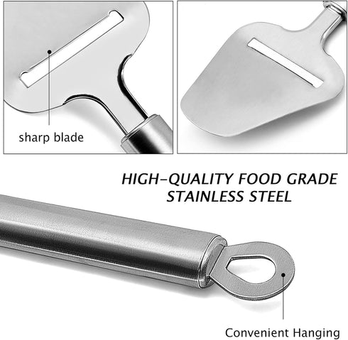 Cheese Slicer Stainless Steel, Cheese Knife Heavy Duty Plane Cheese Cutter, Shaver, Server For Semi-Soft, Semi-Hard Cheese...