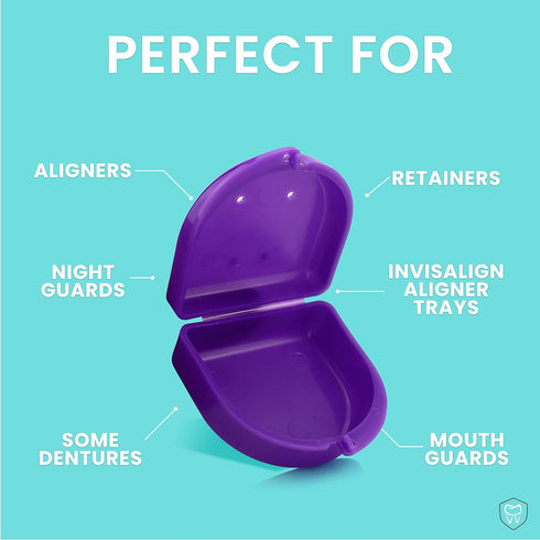 FRESH KNIGHT Retainer Case (2 Pack). Retainer Case with Vent Holes. Perfect for Denture, Mouth Guard, Aligner (Purple)...
