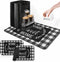 Coffee Mat for Countertops, Black White Grey Buffalo Grid Dish Drying Mat 2 Pcs for Kitchen Coffee Bar Accessories, Fit Under Coffee Maker Espress...