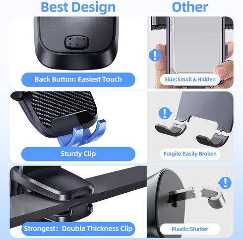 Car Phone Holder Phone Holders for Your Car Windshield Dashboard Air Vent Universal Hands Free Car Mount Phone Holder with Suction Cup Base and Te...