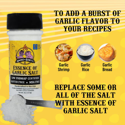 Smoke n Sanity Essence of Garlic Salt - Monash Certified Low FODMAP - Contains No Onion - Certified Gluten Free - Certified Kosher - Dairy Free Lo...