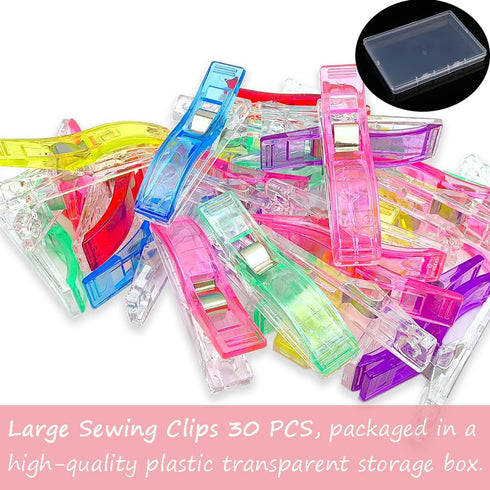 Large Sewing Clips for Fabric and Quilting, KOLUPA Plastic Clips Fabric Clips Quilt Clips 30 Pcs, Sewing Notions for Sewing Quilting Supplies Craf...