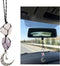 Hanging Car Charms, Tourmaline & Calcite Car Ornament, Crystal Car Rear View Mirror Interior Accessories, Car Handmade Moon Decoration, Valentine'...