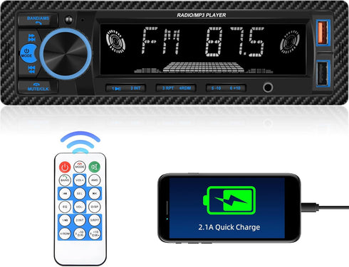 UNITOPSCI Single Din Bluetooth Multimedia Car Stereo Radio Bluetooth Hands-Free Calling Audio Receiver FM Radio Car MP3 Player AUX in/Dual USB Por...