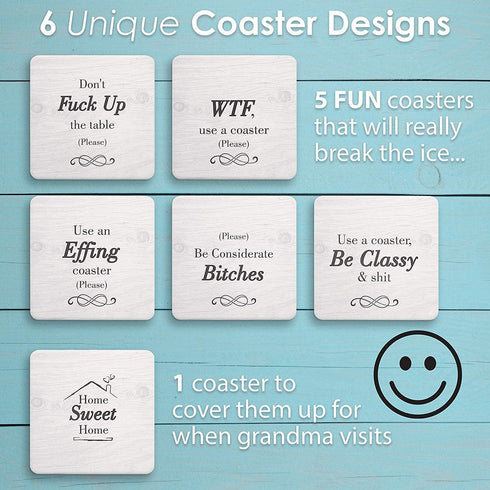 White Elephant Gifts for Adults, Secret Santa Funny Coasters with Holder Christmas Stocking Stuffers for Men Women, Gag Gifts Couples Birthday Hou...