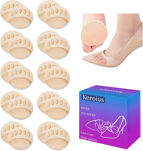 Invisible Breathable Honeycomb Fabric Ball of Foot Pads, Thickened Soft Metatarsal Cushions Socks for Flats High Heels, Prevention Pain Relief Reu...