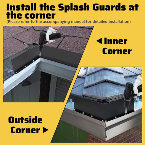 4 Pack Aluminum Gutter Valley Splash Guard,Keep Water from Overshooting The Gutter,for Valley,Corner,or Straight,10 inch Each Piece,Grey...