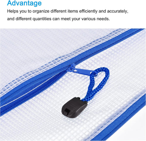 MECCANIXITY Mesh Zipper Bags, B5 Size File Document Pockets Bill Pouch Folders for Office Home Supply, White Pack of 3...