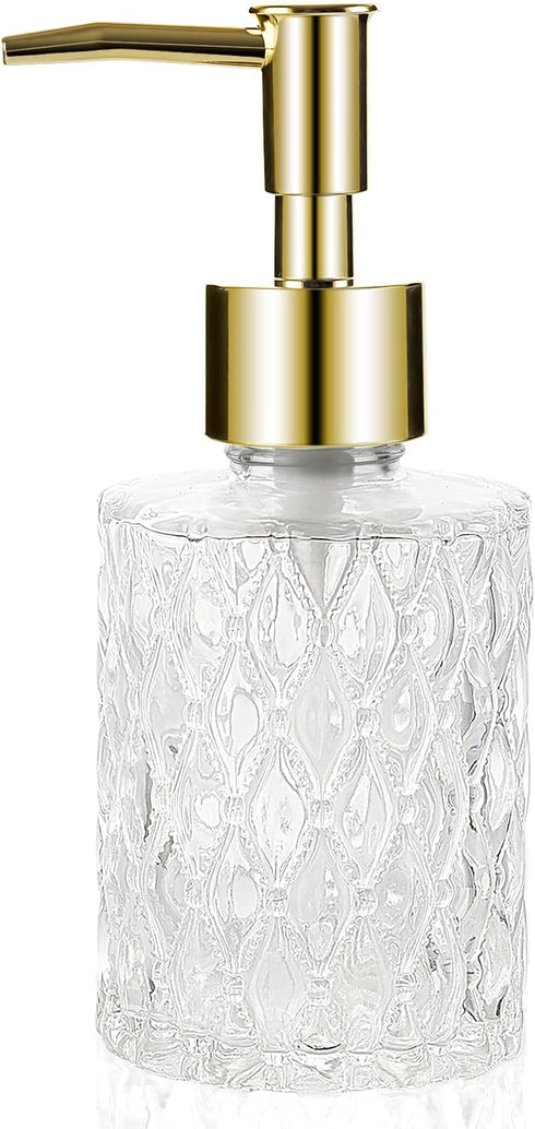 Multipurpose Soap Dispenser Easy to Clean Glass Soap Pump Dispenser Ideal for Bath and Bathroom (Gold)...