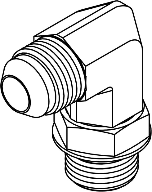 3/8"" Male JIC X 3/8"" O-Ring Elbow 90° Degree Hydraulic Adapter, Silver...