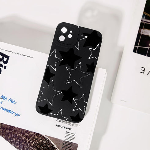Compatible for iPhone 11 Case Cute Cool Star Black Design for Girls Women Soft TPU Shockproof Protective Girly for iPhone 11-Black&White Star...
