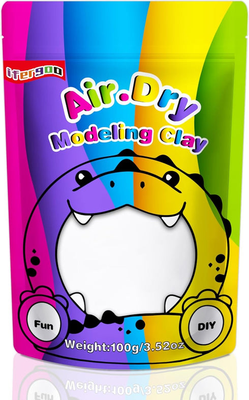 iFergoo White Air Dry Clay, DIY Creative Modeling Clay for Kids, Super Light Magic Clay for Kids Age 3-12, Safe & Non-Toxic, Molding Clay for Scul...
