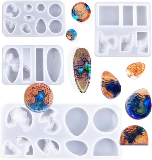 Island Resin Pendant Molds, (4 Pack) Ocean Themed Style Silicone Epoxy Molds for DIY Jewelry Pendant Necklace Keychain Jewel and Resin Crafts...