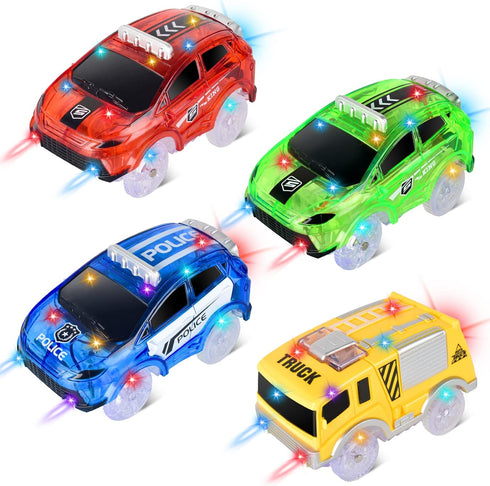 Tracks Cars Replacement only, Toy Cars for Magic Tracks Glow in The Dark, Racing Car Track Accessories with 5 Flashing LED Lights, Compatible with...