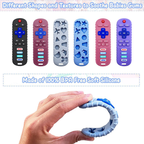 2-Pack Baby Remote Control Teether Toy for Babies 6-36 Months Silicone Baby Teething Toys Boys Girls Baby Teething Toys (Black + Gray)...