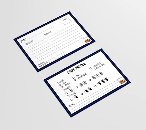 Cocktail Recipe Cards, 4x6 Inches, 50 Fill-in-the-Blank Cards for Recipe Box, Made in the USA (On The Rocks)...