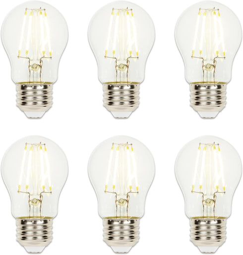 Westinghouse 5316620 4.5 Watt (40 Watt Equivalent) A15 Dimmable Clear Filament LED Light Bulb, Medium Base, 6 Pack...