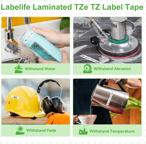 Labelife Replacement for Brother P Touch Label Tape 9mm TZe-221 TZe221 TZe TZ Tape 9mm 0.35 Laminated White Compatible with Brother PT-D210 PT-D22...
