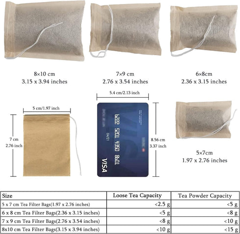 NEPAK 600 Pcs Disposable Tea Filter Bags for Loose Tea,Drawstring Empty Tea Bags for Loose Leaf Tea,with 100% Natural Unbleached Paper(1.97 x 2.76...