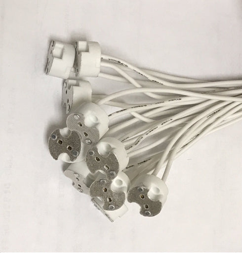 10 Pack Bioluz LED MR16 Socket, GU5.3 Socket, LED Halogen Lamp Ceramic Wire Connector Base Socket Adapter MR16 MR11 G4 GU5.3 Socket (Pack of 10)...