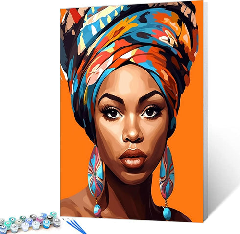 Black Women DIY Paint by Numbers for Adults African American Woman DIY Oil Painting Acrylic Paint Art Graffiti Women Painting Kit Canvas with Acry...
