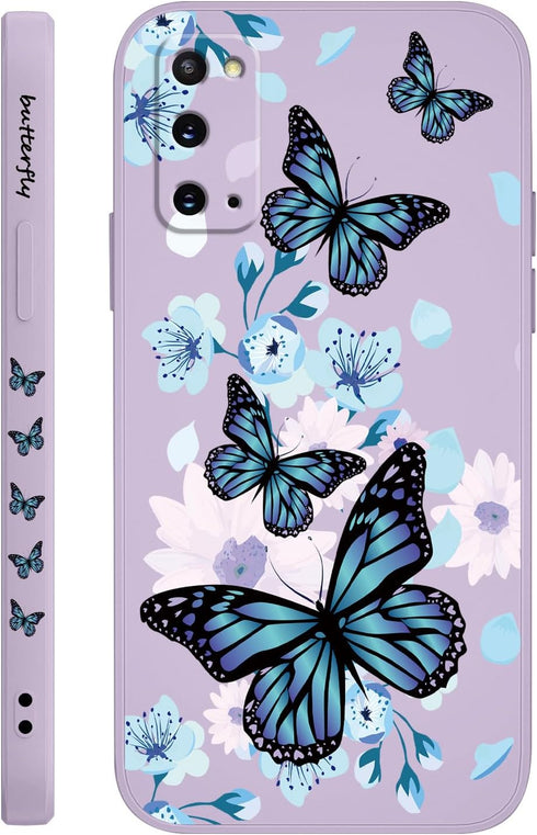 for Samsung Galaxy S20 Case Creative Flower Pattern Design Dropproof Slim Protective for Galaxy S20 Phone Cover 6.2 inch-Aurora Butterfly Purple...