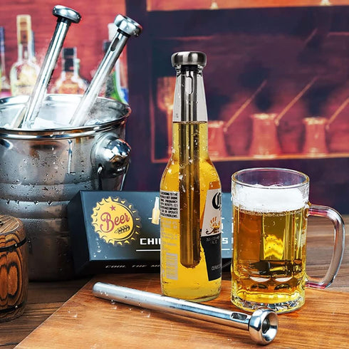 Beer Chiller Sticks for Bottles 2 Pack Stainless Steel Beverage Cooler Cooling Chillers Christmas Thanksgiving Fathers' Day Valentine's Day Men Bi...
