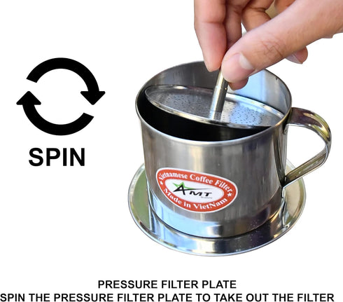 AMT 6.5 OZ Vietnamese Coffee Maker Coffee Filter, 2-3 Servings Phin, Screw Down Coffee Vietnamese Coffee Dripper for Vietnamese Style at Home Offi...